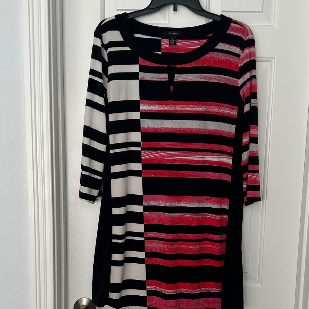 Alfani Black and Pink Striped Top